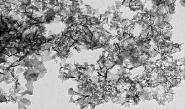 Bild von Alumniumoxid Partikeln im Nanometerbereich aufgenommen mit einem Elektronenmikroskop