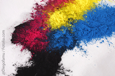 Toner powder in different colours. © Diegofamu / Fotolia.com.