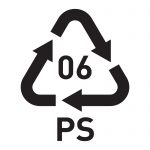 : Triangular symbol with 06 inside for the polystyrene recycling code. Image source MigrenArt-stock.adobe.com
